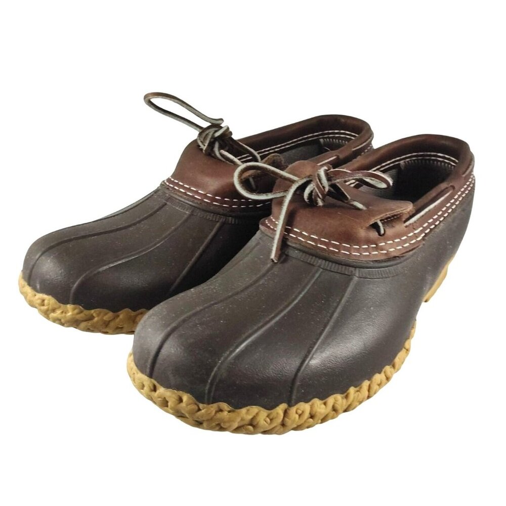 L.L. Bean Women's Rubber Brown Waterproof Size 8 Made In USA Moc Bean Boots